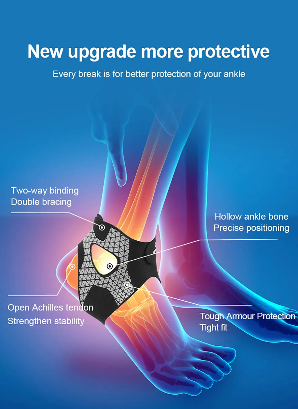 Ultra-thin Ankle Brace Bi-directional Strap Compression Stabilizes Tendons Motion Ankle Fixation Brace Prevents Ankle Sprains